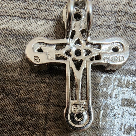 Blue Topaz Cross, Sterling Silver Sky Blue Topaz Dainty Religious Cross - Picture 4 of 9